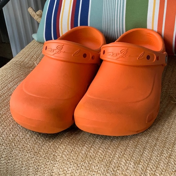 bright orange crocs